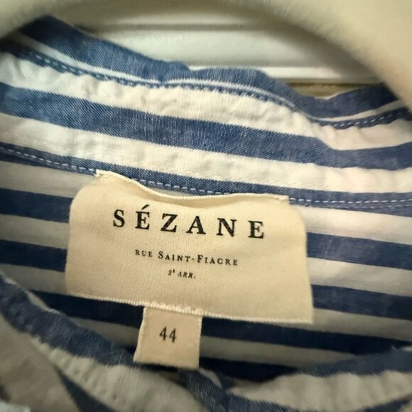 Sezane Blue and White Striped Button Down Shirt - Picture 2 of 3